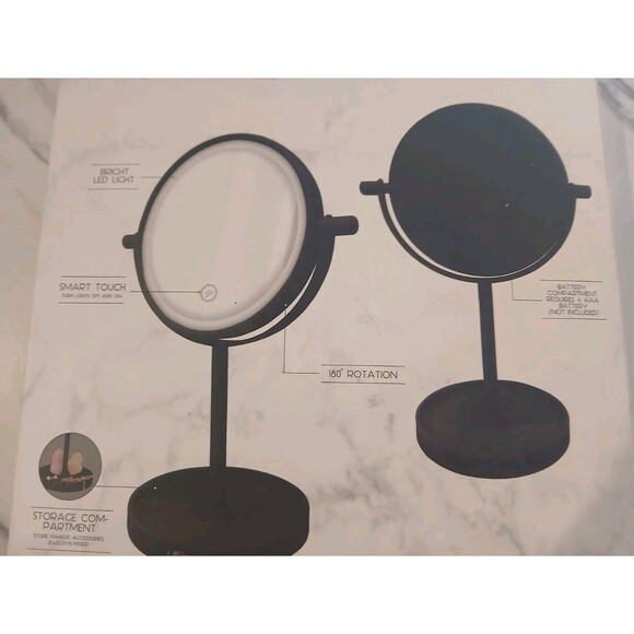 Cordless Light Up Vanity Makeup Mirror Urban Butterfly Black - Picture 3 of 5